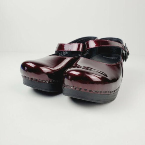 Dansko Burgundy Patent Leather Mules - Picture 3 of 14